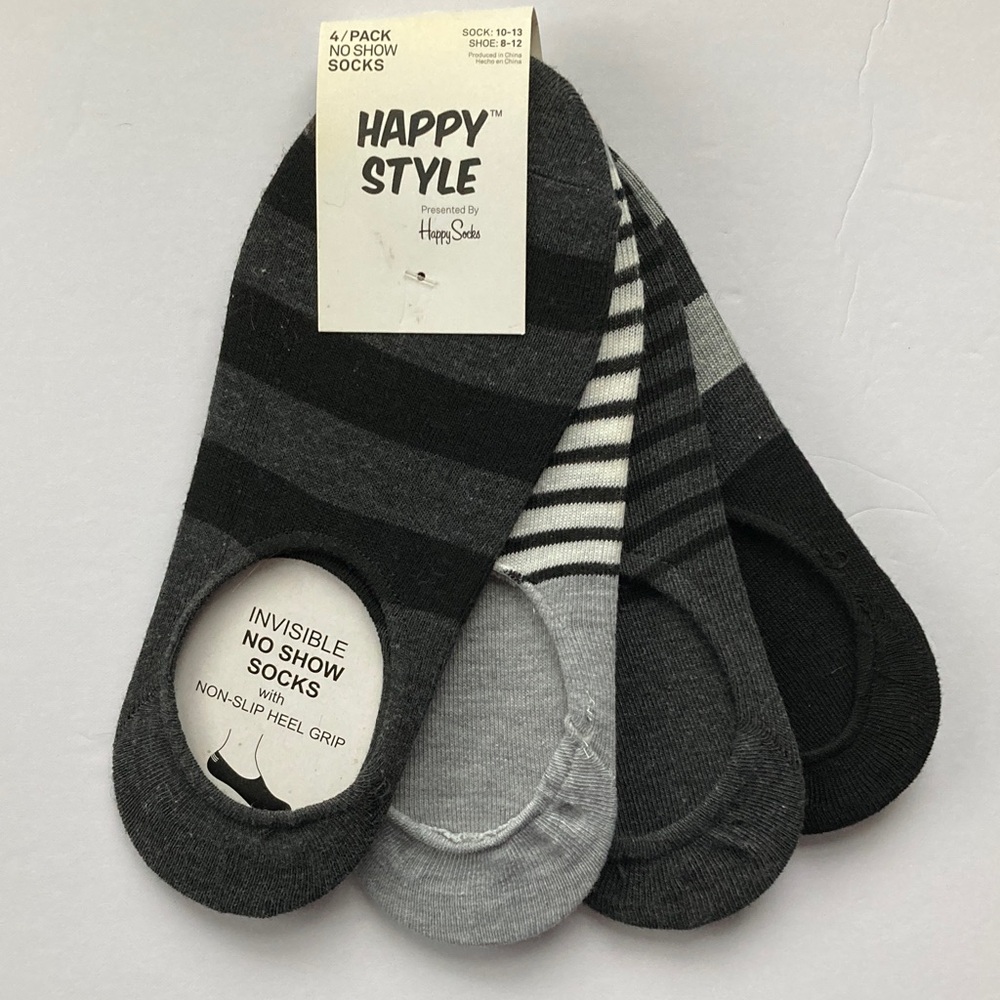 Men’s Happy Style By Happy Socks No Show Socks 4 pack NWT